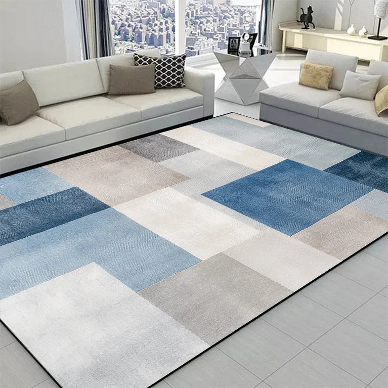Minimalist Checkered Non-Slip Washable Area Rugs for Home Use