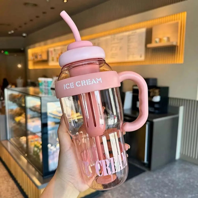 Cute Large Capacity Waterbottle With Straw Leak Proof Tumbler