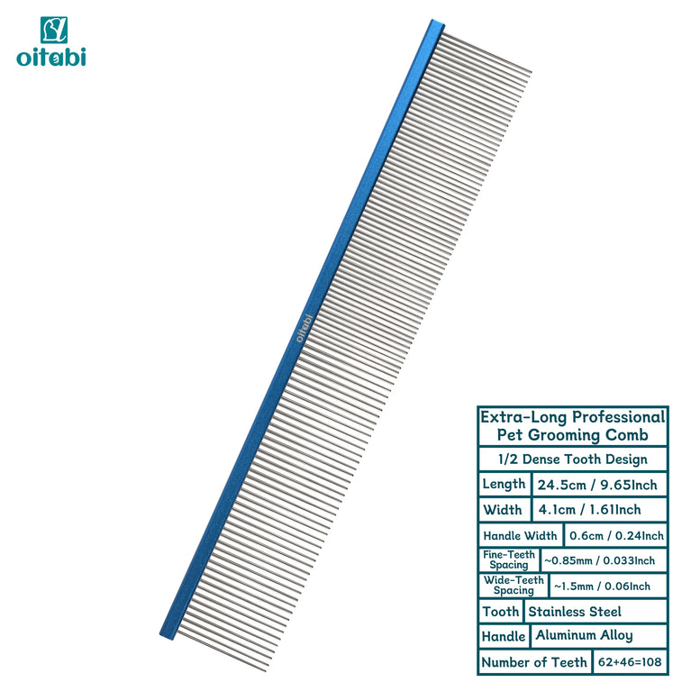24.5cm Professional Extra Long Pet Grooming Comb Detangling Tool