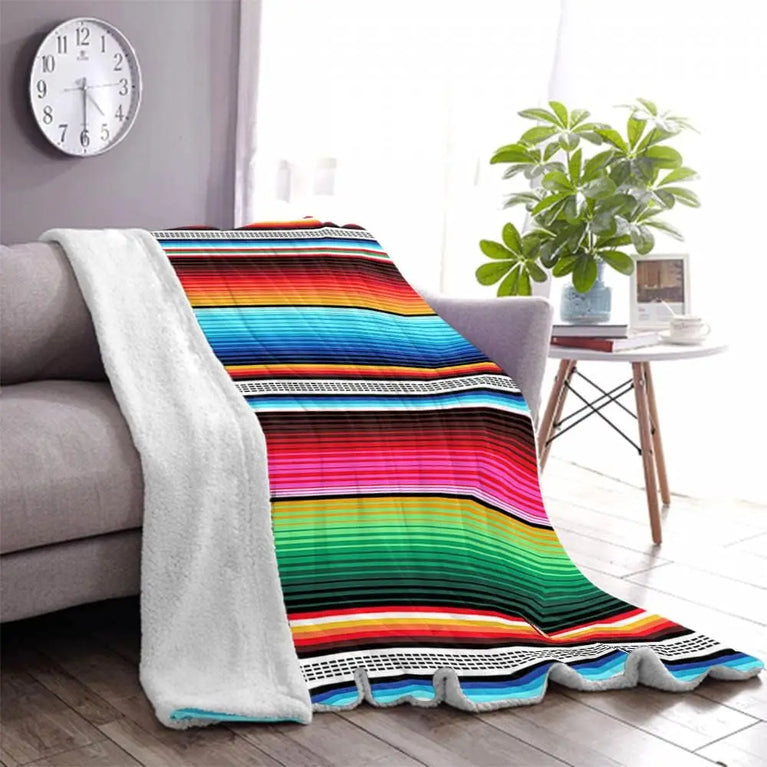Striped Blanket | Colorful Plush Throw for Home & Travel
