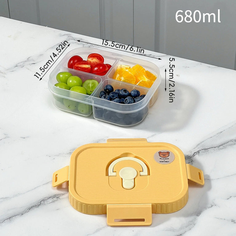 Portable Plastic Divided Lunch Box Kids Student School Picnic Sealed Microwave Bento Container