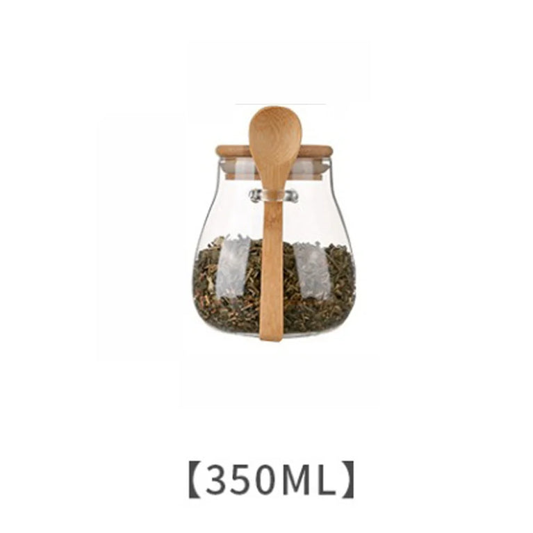 Airtight Glass Storage Jar with Bamboo Lid for Coffee Tea Spice Storage Containers