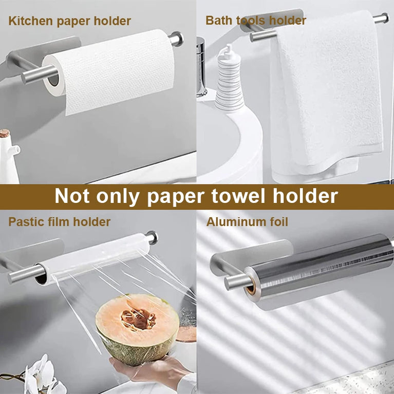 Stainless Steel Paper Towel Holder | Multi-Function Wall Mount & Under Cabinet Rack