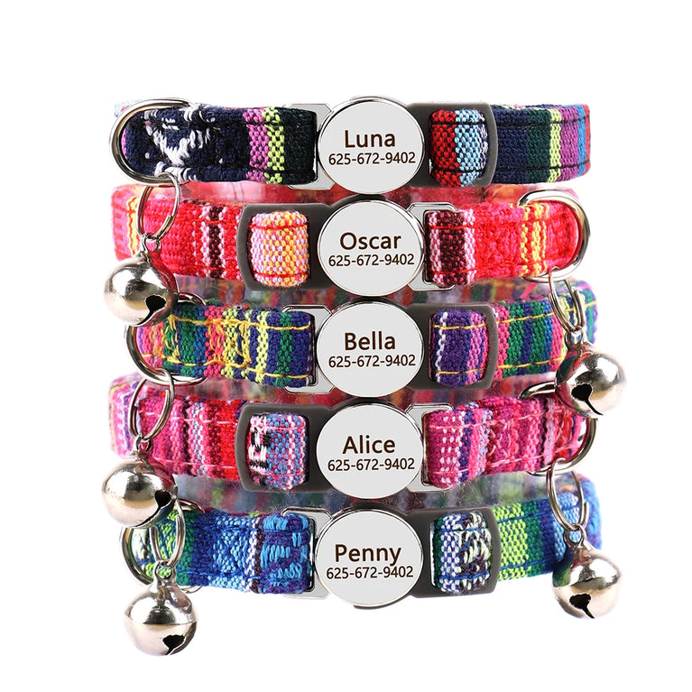 Cat Collar Free Personalized Kitten Collar Engraved Antilost Adjustabl