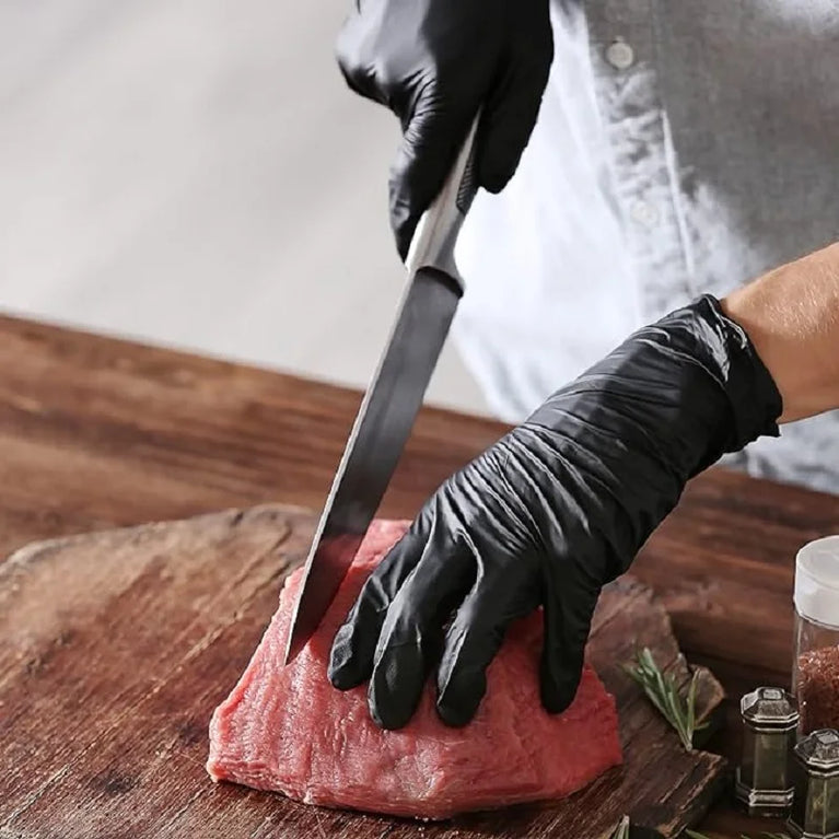 Disposable Black Nitrile Gloves PVC Latex Free Waterproof Work Gloves 100PCS