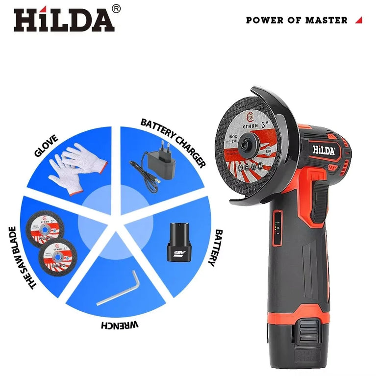 12V 3-Inch Mini Lithium Angle Grinder | Compact Cordless Polishing & Cutting Machine