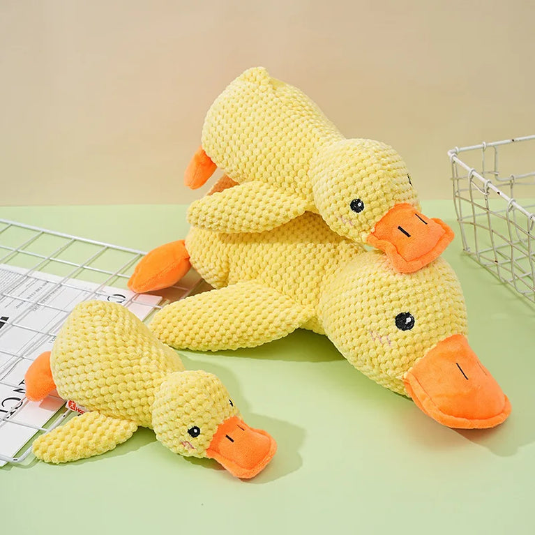 Plush Sleeping Duck Dog Toy Squeaky Chew Toy for Training Fun