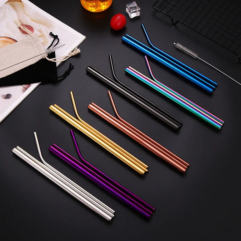 Glass Straws Eco Friendly Reusable Drinking Straw Set with Brushes Bar Accessories