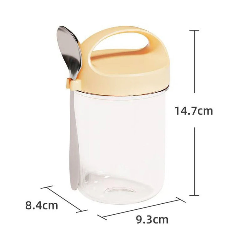 Glass Yogurt Breakfast Cup With Lid Spoon Overnight Oats Container Jar
