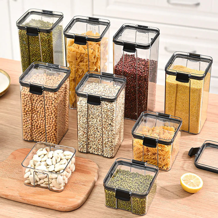 Plastic Food Containers with Lids Large Capacity Airtight Storage Jars