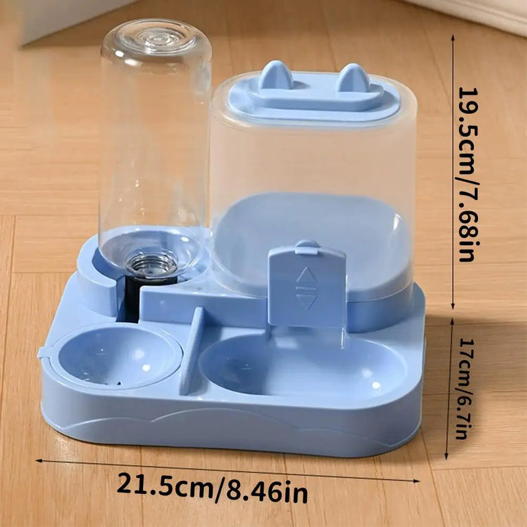 Large Capacity Automatic Cat Feeder Water Dispenser 2 in 1 Pet Bowl Set