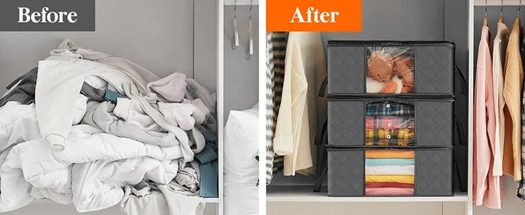 Large Capacity Foldable Storage Bag | 3D Wardrobe Organizer for Blankets & Clothing