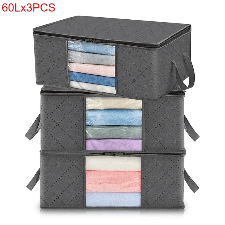 Large Capacity Foldable Storage Bag | 3D Wardrobe Organizer for Blankets & Clothing