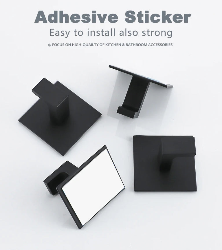 Black Self-Adhesive Wall Hooks For Hanging Keys Clothes Hanger Door Metal Robe Hook Coat Rack Towel Holder Bathroom Accessories