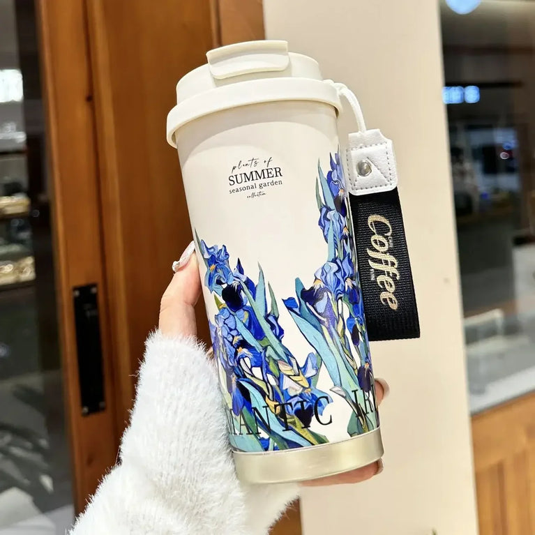 500ml Insulated Stainless Steel Tumbler Mug with Straw Handle