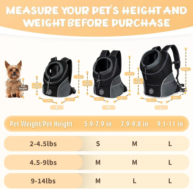 Pet Backpack Carrier for Small Dogs Cats Travel Ventilated Bag