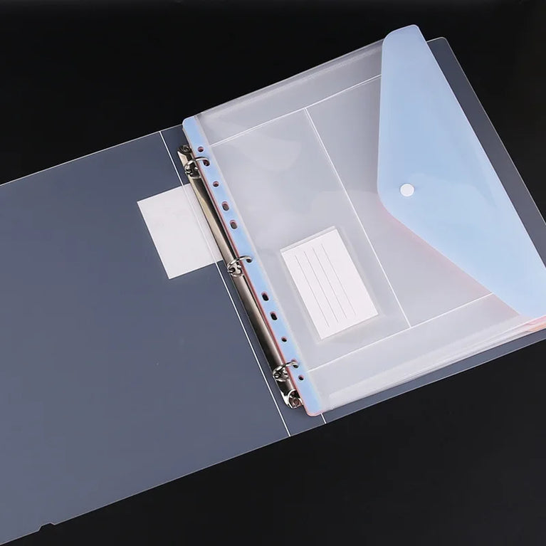A4 Loose-Leaf Plastic Document Bag | 11-Hole Binder Compatible Envelopes