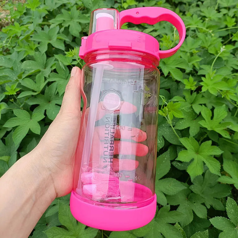 1000ML Straw Sports Waterbottle Tritan Gym Hiking Fitness Bottle