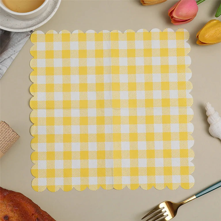 20PCS 25X25CM DISPOSABLE YELLOW PAPER NAPKINS FOR PARTY BIRTHDAY WEDDING PICNIC USE