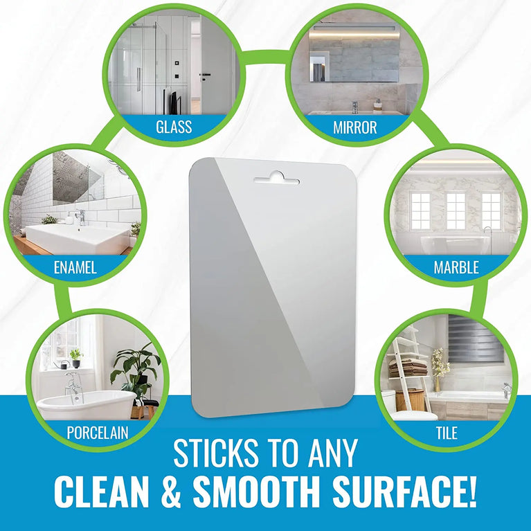 Fogless Acrylic Shower Mirror | Portable Anti-Fog Shaving Mirror with Non-Slip Stand