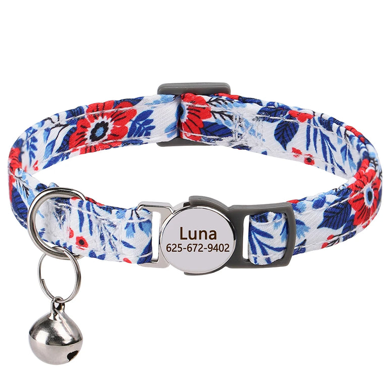 Cat Collar Free Personalized Kitten Collar Engraved Antilost Adjustabl