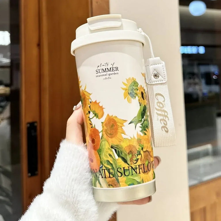 500ml Insulated Stainless Steel Tumbler Mug with Straw Handle