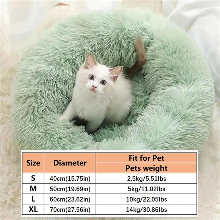 Soft Pet Cat Bed Plush Donut Cat Heating Pad Self Heating Bed Warm Cat