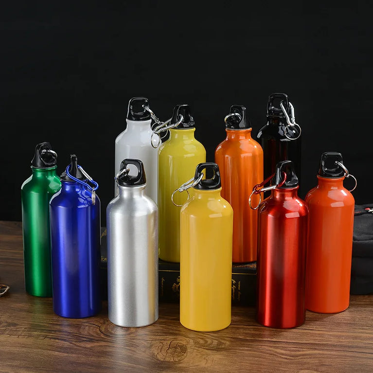 500ml Aluminum Sports Mountaineering Water Bottle Lightweight Hook Lid Outdoor Climbing Flask Kettle