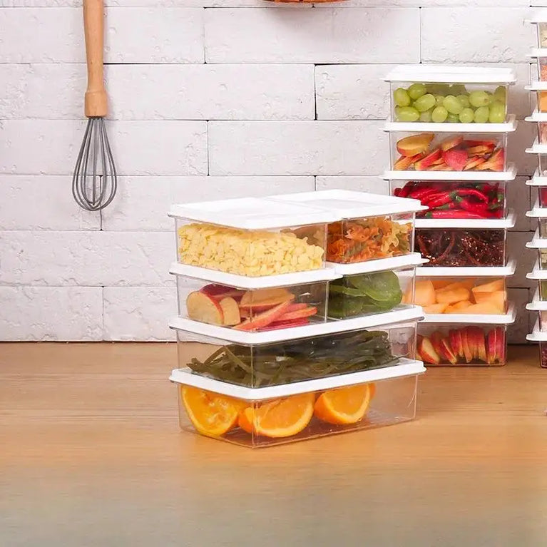 4Pcs Kitchen Refrigerator Food Storage Box Set Plastic Fresh Keeping Containers