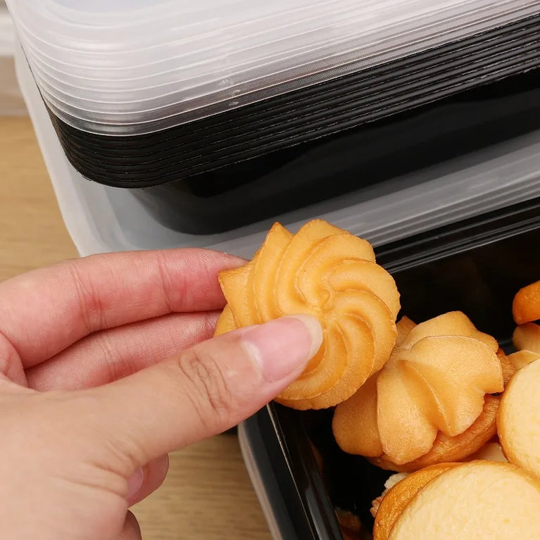 Black Disposable Bento Box Set | Minimalist Microwave-Safe Food Containers