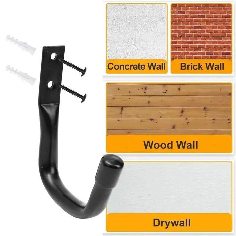 12/2x Heavy Duty Metal Garage Storage Hooks Wall Mounted J Hanger Hooks Utility Hanging Hook for Cycling Bike Garden Accessories