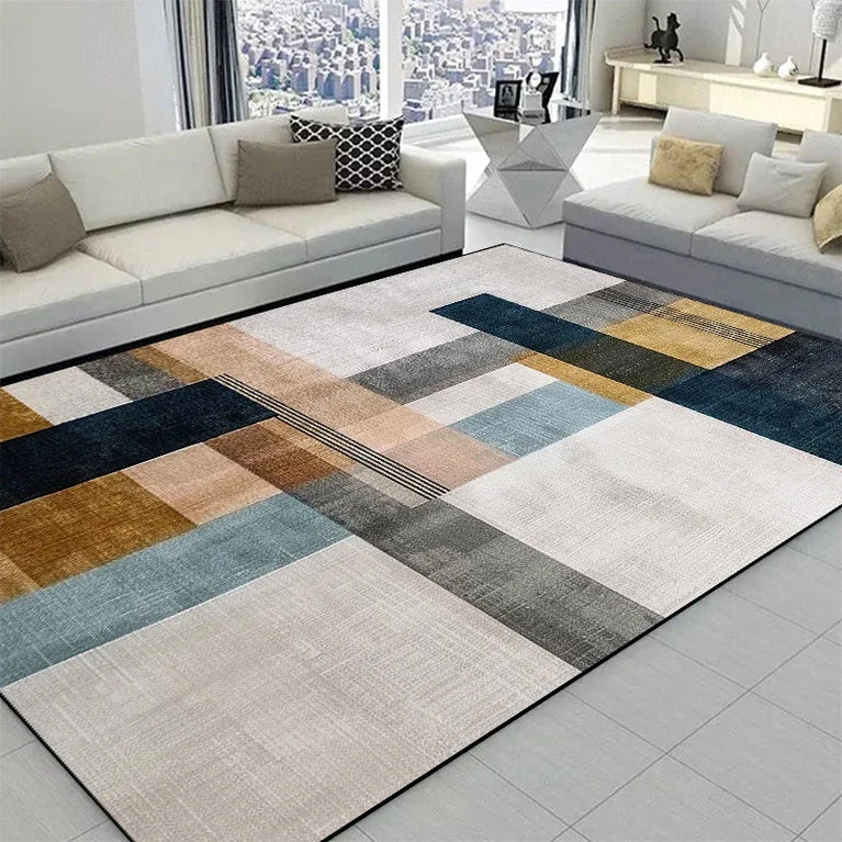 Minimalist Checkered Non-Slip Washable Area Rugs for Home Use
