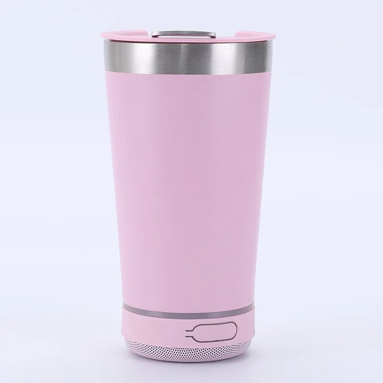 16oz Stainless Steel Vacuum Flask with Bluetooth Speaker Mug