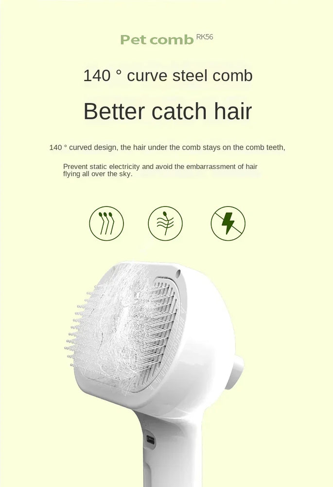 3-in-1 Electric Cat Hair Brush Steam Spray Grooming Comb Tool