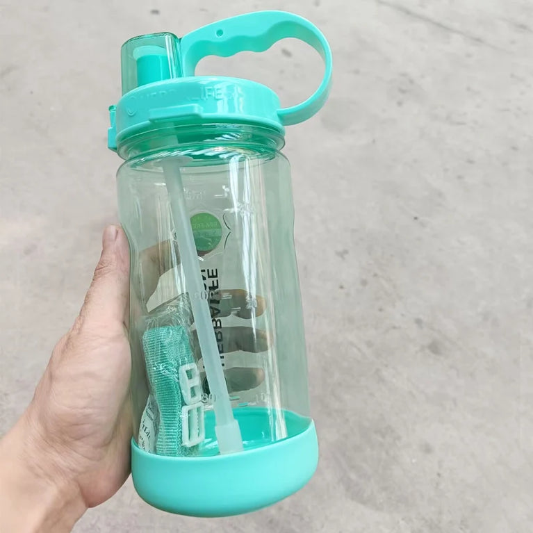 1000ML Straw Sports Waterbottle Tritan Gym Hiking Fitness Bottle