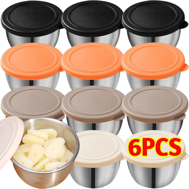 304 Stainless Steel Sauce Cup with Lid Reusable Dipping Container 75ML Portable Salad Dressing Jar Kitchen Tool