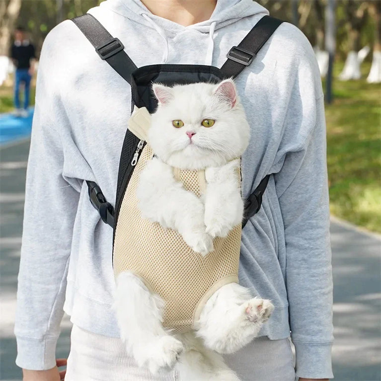 Portable Pet Mesh Backpack | Dual-Shoulder Outdoor Travel Carrier