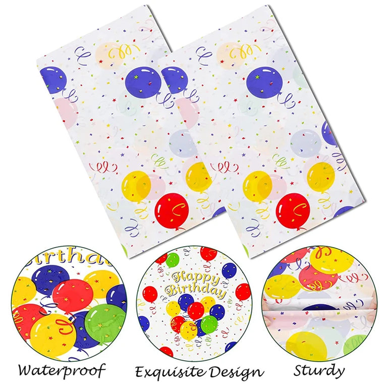 Happy Birthday Waterproof Balloon Print Party Tablecloth Cover