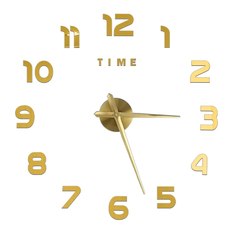 3D DIY Large Wall Clock | Modern Acrylic Mirror Surface Home Décor