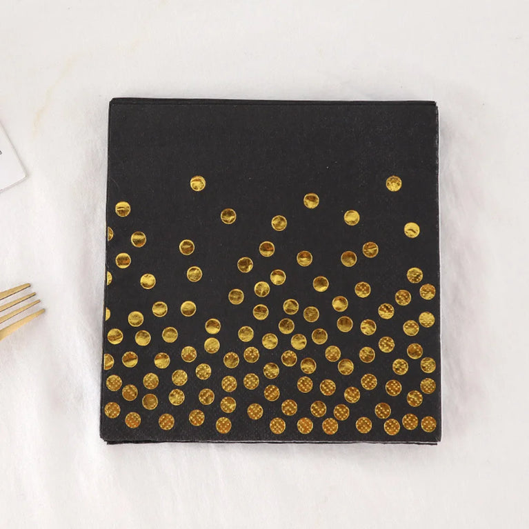 Black Gold Birthday Disposable Tableware Set Party Wedding Decoration Kit