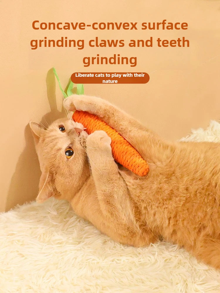 Cat Carrot Hemp Rope Chew Toy Teeth Grinding Interactive Kitten Scratching Fun Toy