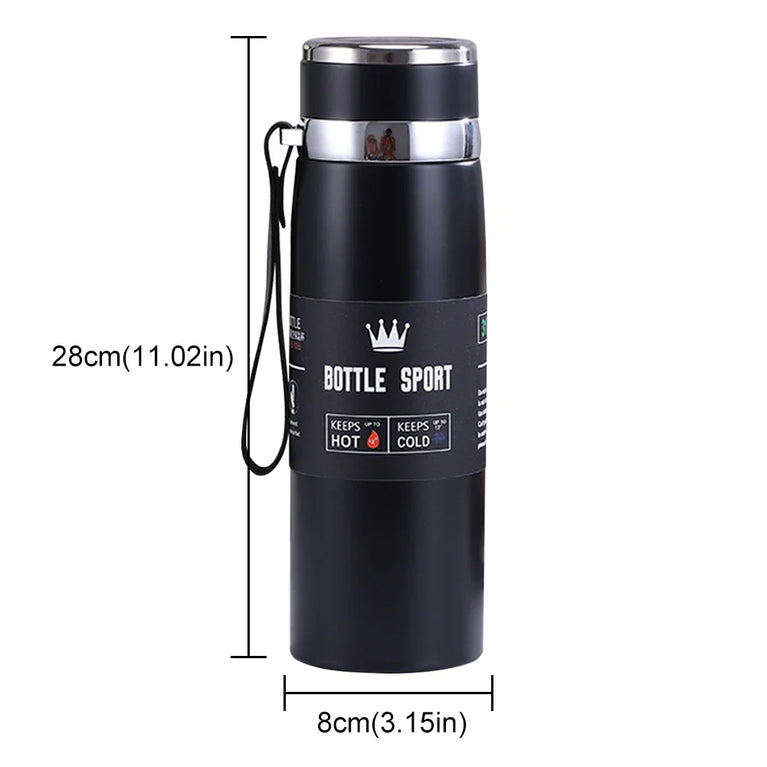 1L Stainless Steel Vacuum Thermal Water Bottle with Handle & Brush Set