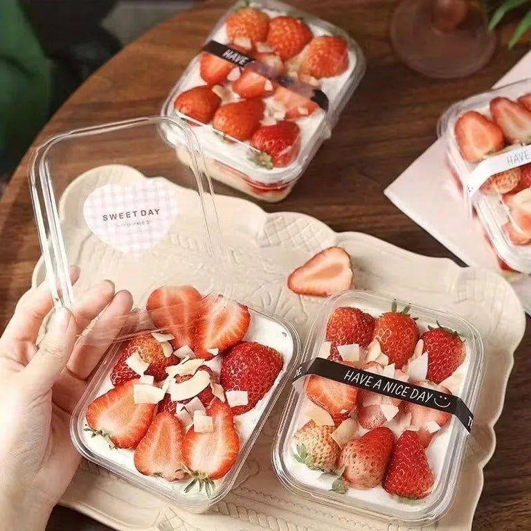 BLACK TRANSPARENT RECTANGLE CAKE BOX 5/10/20/30PCS DESSERT PACKAGING PARTY