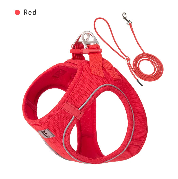 Adjustable Reflective Dog Harness Leash Set Step-In Soft Air Mesh Vest