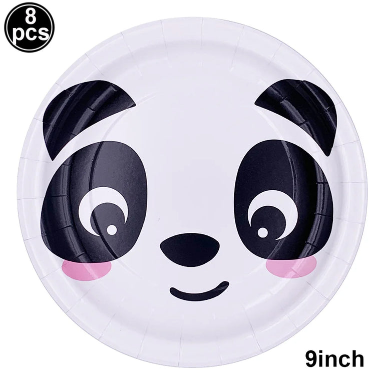 Panda Birthday Party Disposable Tableware Set Plates Cups Napkins Banner Decor