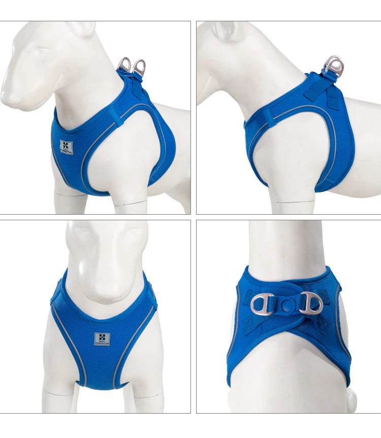 Adjustable Reflective Dog Harness Leash Set Step-In Soft Air Mesh Vest