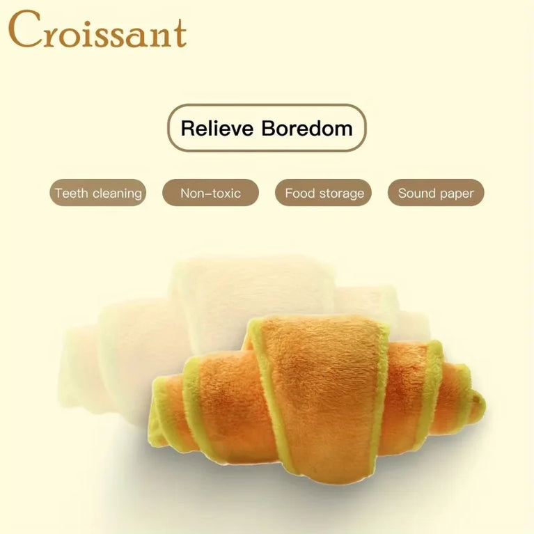 Plush Croissant Dog Toy Interactive Snuffle Puzzle Chew Toy Fun