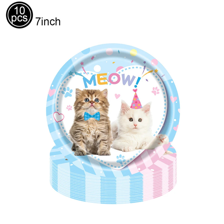Cute Animals Tableware Cat Shaped Dinner Plates Disposable Party Set