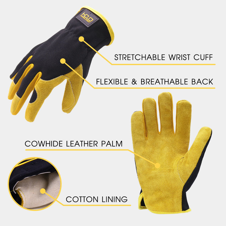 Leather Gardening Gloves Heavy Duty Breathable Work Protection