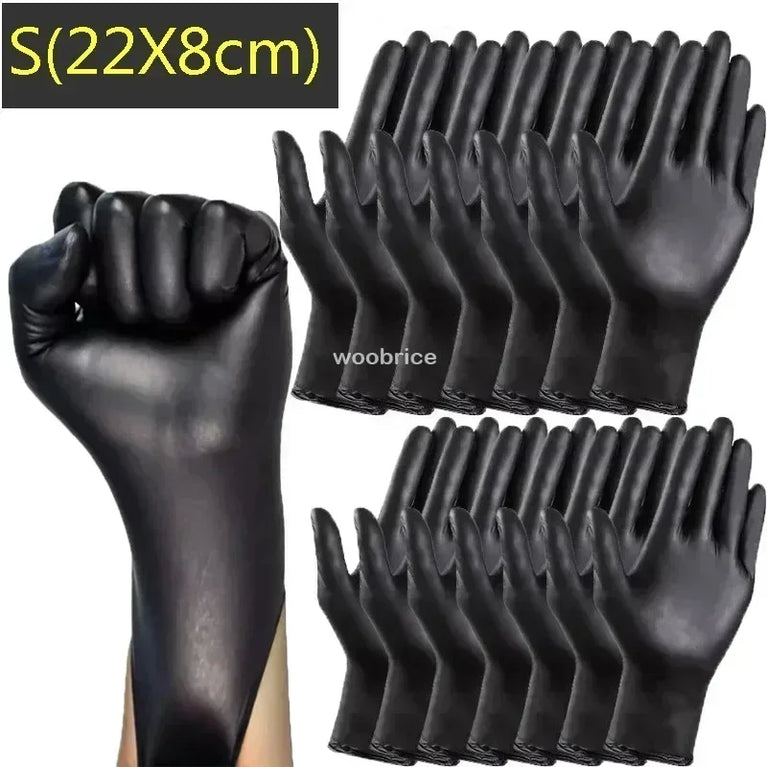 Disposable Black Nitrile Gloves Latex Free Waterproof Kitchen Gloves 100PCS